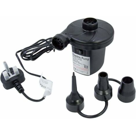 Bomba de aire eléctrica / Infla o desinfla colchones de aire, piscinas infantiles y otros juguetes / Portátil y ligera / Incluye 3 boquillas