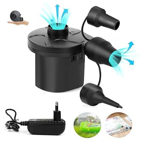 Bomba de aire eléctrica, inflador eléctrico de 12 V CC con 3 boquillas, bomba eléctrica para inflables, bomba de paleta de 230 V CA para bolsas de vacío, colchones, piscinas inflables.