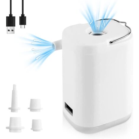 Bomba de aire eléctrica, mini bomba de aire portátil compacta recargable por USB con luz para colchón de aire, piscina, piscina infantil, camping