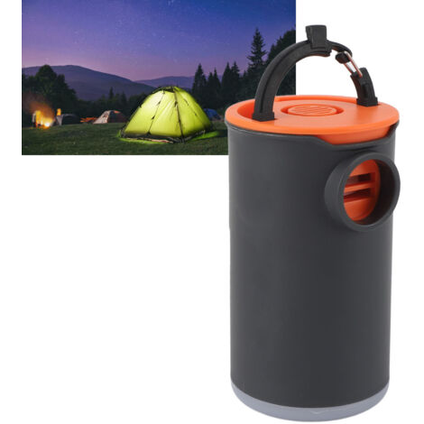 Bomba de aire eléctrica multifuncional y recargable – Bomba portátil y recargable para colchones inflables, sofás, juguetes, canoas y flotadores – Negro/Naranja