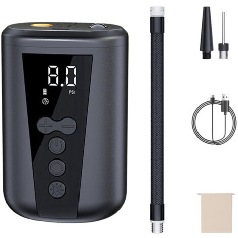 Bomba de aire eléctrica portátil con pantalla LCD y aguja para balones de voleibol, fútbol y otros deportes.