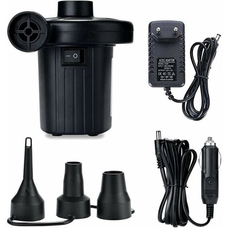 Bomba de aire eléctrica portátil para colchón inflable para piscinas, barcos, juguetes inflables, camping, con 3 accesorios, 240 V CA/12 V CC