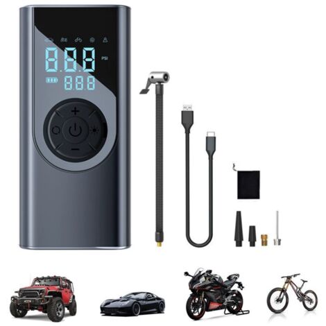 Bomba de aire inalámbrica para inflar neumáticos de coche y moto, compresor de aire portátil de 6000 mAh y 90 W.