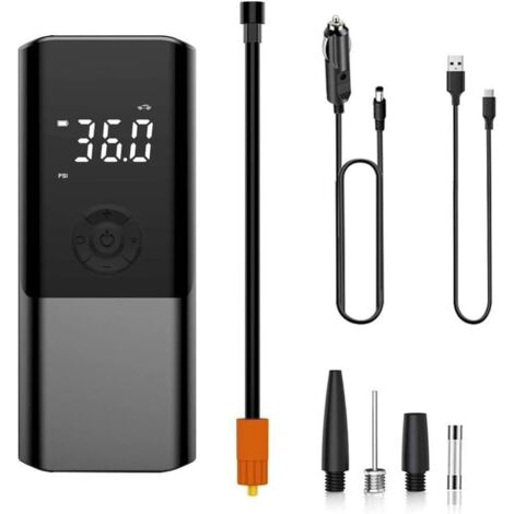 Bomba de aire portátil para coche - Compresor de aire para neumáticos con manómetro (150 PSI) con LED, doble uso, con cable e inalámbrico, CZK-3690