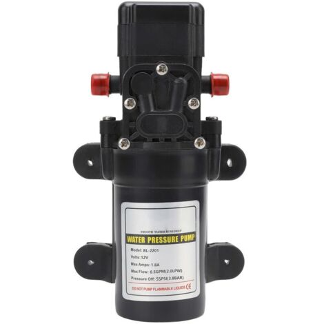Bomba de diafragma autocebante para agua dulce, bomba de diafragma de presión para autocaravanas, caravanas y embarcaciones. Bomba de agua rotativa industrial de alta presión (RL 2201 12 V).