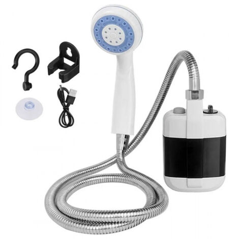 Bomba de ducha portátil para camping, cabezal de ducha recargable por USB con manguera, cabezal de ducha para camping, senderismo, playa, lavado de coches y limpieza de mascotas.