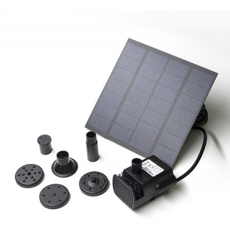 Bomba de fuente solar, bomba de agua con panel solar monocristalino de 1,2 W para estanque de jardín, estanque de peces y estanque pequeño, color negro