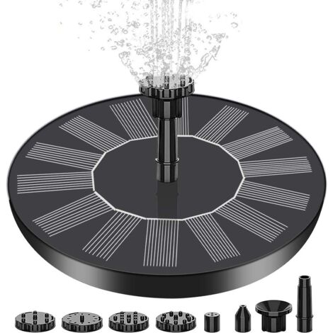 Bomba de fuente solar, bomba de fuente flotante solar para exteriores Estanque solar con 6 boquillas para baño de pájaros Acuario Estanque Piscina Patio Fuente de jardín Decoración de jardín