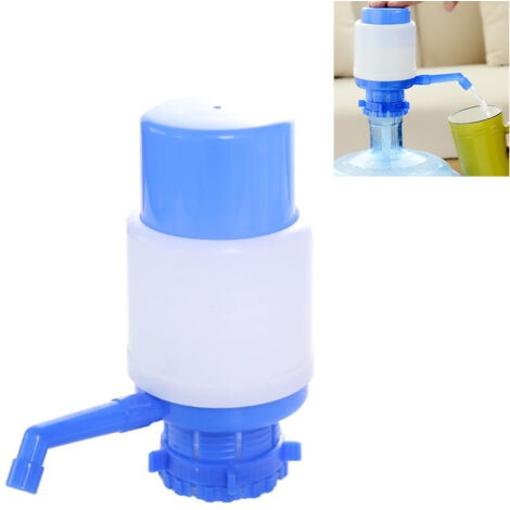 Bomba de presión manual para botellas de agua, modelo con filtro integrado, diseño robusto de ABS para uso doméstico y exterior.