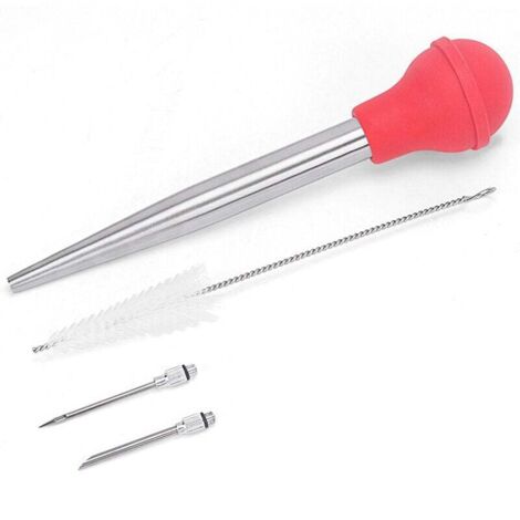 Bomba de silicona para pavo, aguja doble de acero inoxidable 304, con juego de limpieza, jeringa para condimentos y aguja para pavo.
