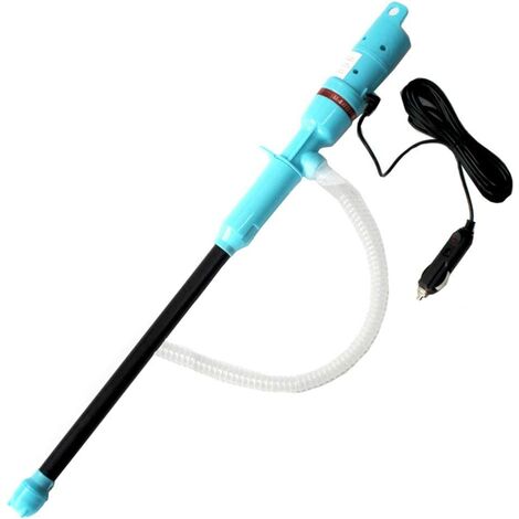 Bomba de transferencia de líquido portátil eléctrica, bomba de fluido diésel de gasolina, bomba de tanque de peces, bomba de estanque con tubo de succión azul 12V