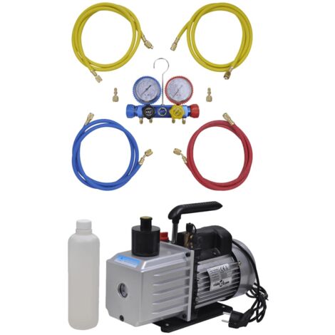 Bomba de vacío 100 L/min manómetros de 4 vías kit herramientas vidaXL