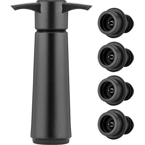 Bomba de vacío para botellas de vino - 4 tapones de silicona - Abrebotellas