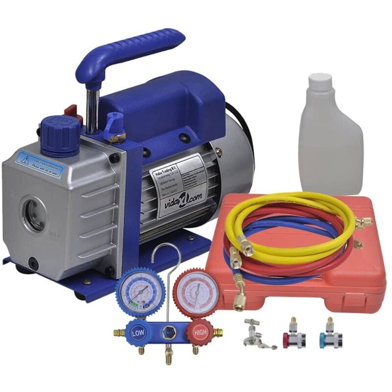 

Bomba de vacío una etapa con manómetro colector bidireccional - Multicolor - Vidaxl