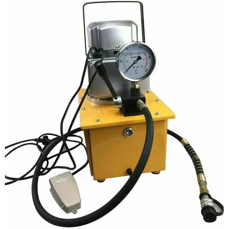 Bomba hidráulica eléctrica con manguera de aceite, 220 V, 750 W, accionamiento eléctrico, bomba hidráulica, motor hidráulico (válvula manual controla el aceite de retorno, amarillo)
