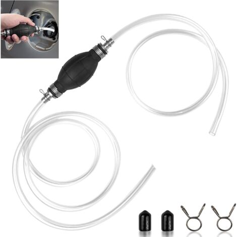 Bomba manual universal para trasvase de combustible con manguera de presión de 2 m. Bomba portátil para trasvase de líquidos, combustible, gasolina y diésel.