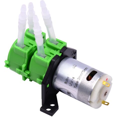 Bomba peristáltica de doble cabezal de 12/24 V CC – Autocebante, con tubo de silicona de grado alimenticio, para laboratorio/acuario.