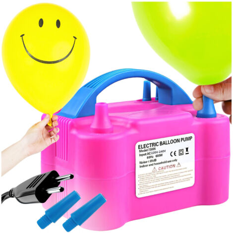 Bomba potente para inflar y soplar globos, eléctrica, 2 boquillas, rápida