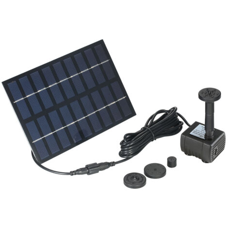 Bomba solar para estanques y fuentes, 165 l/h, sin escobillas, 60 cm de altura, panel solar de 1,8 W. Ecológica y automática, ideal para cascadas de jardín y bebederos.