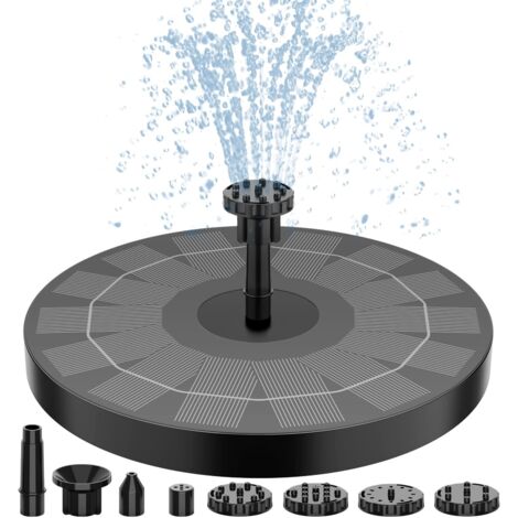 Bomba solar para fuente de baño de pájaros de 2,5 W con 8 boquillas y 17 cm para jardín, estanque, piscina, acuario, pecera y exterior.