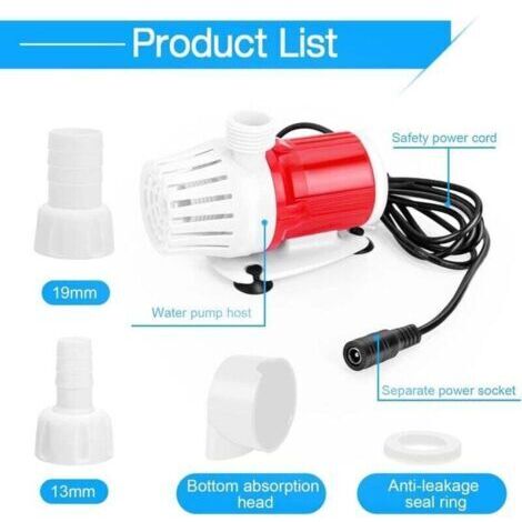 Bomba sumergible de 12 V 20 W CC, bomba de agua portátil para acuario, alto caudal de 1200 L/H, bomba anfibia para estanque doméstico, pecera, fuente.