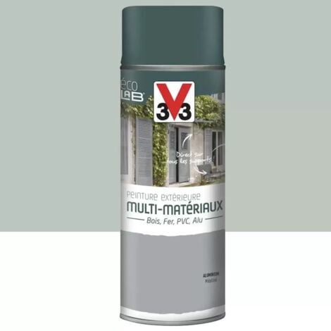 Bombe de Peinture aérosol V33 Déco LAB Extérieure Multi-Matériaux Aluminium Métallisé 0,4 L