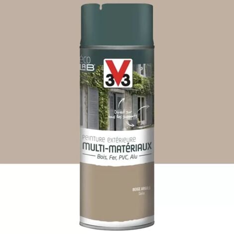 Bombe de Peinture aérosol V33 Déco LAB Extérieure Multi-Matériaux Beige argile Satin 0,4 L
