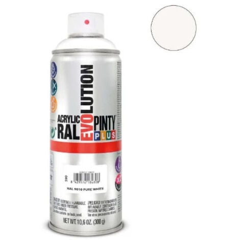 Bombe de peinture mate blanc RAL9010, 400ml.