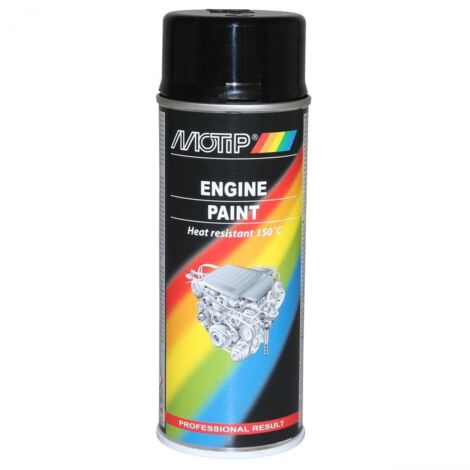 Bombe de peinture Motip noir spécial moteur 150°C auto pour moto