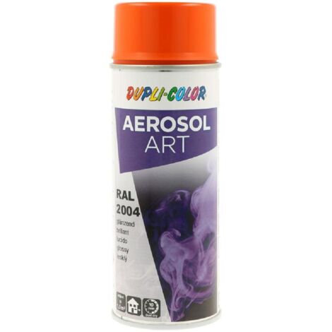 Bombe de peinture - Orange pur - RAL 2004 - Brillant - Tous supports - Aérosol Art