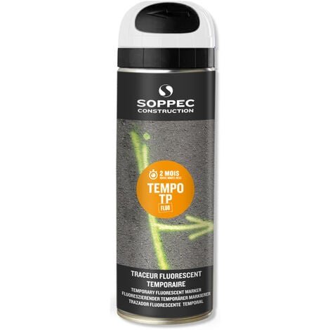 Bombe de peinture - Traceur de chantier SOPPEC blanc fluo temporaire 2-8 semaines - 141600