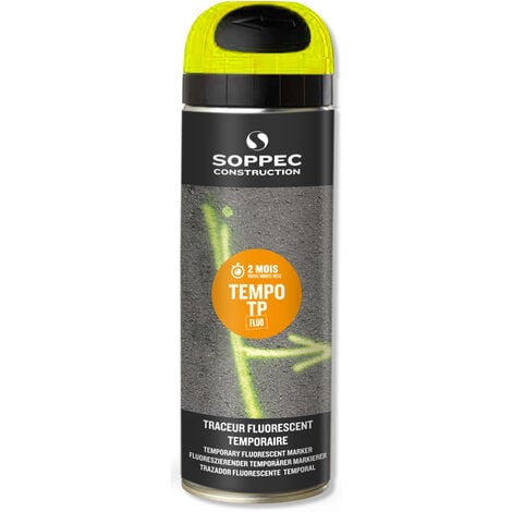 Bombe de peinture - Traceur de chantier SOPPEC jaune fluo temporaire 2-8 semaines - 141617