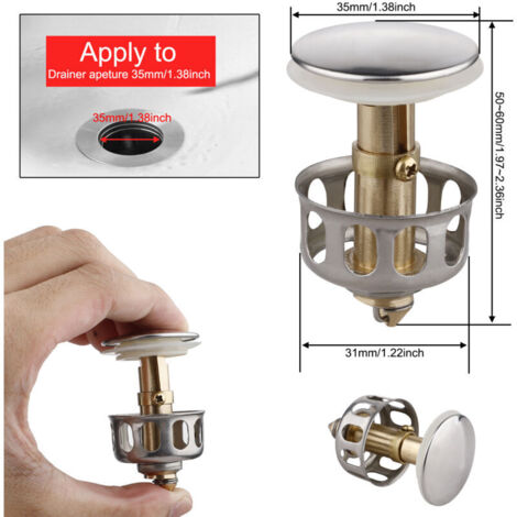 Bombe de vidange d'évier en acier inoxydable – Pots de bouchon de fuite sous le drain du bassin pour évier de 3,5 cm