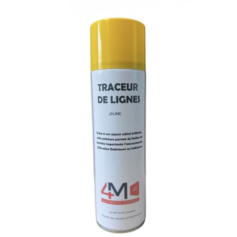BOMBE PEINTURE AEROSOL JAUNE POUR MARQUAGE AU SOL - 4M