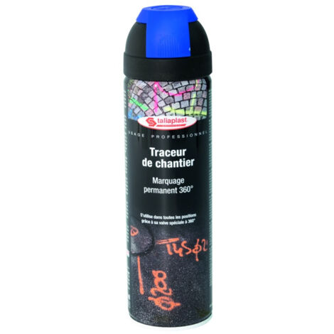 BOMBE TRACEUR DE CHANTIER FLUO 500ML - BLEU