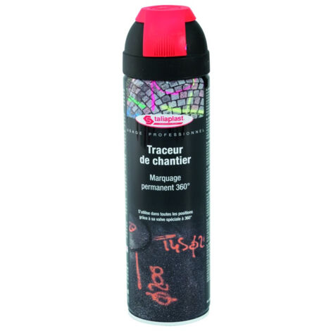 BOMBE TRACEUR DE CHANTIER FLUO 500ML - ROUGE