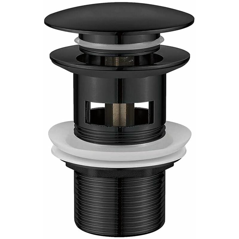 Bombe Vidage Salle de Bain, Bonde lavabo avec Trop Plein, Pop Up, Noir Macaron