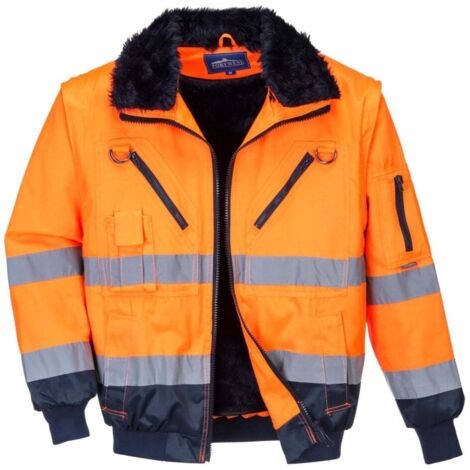 Bomber Alta Visibilità Pilot con Maniche Staccabili Arancio-Navy XL