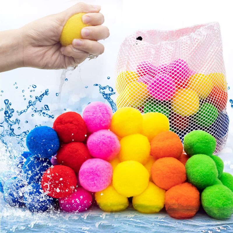Bombes à eau de softball 6 couleurs 50 bombes à eau réutilisables bombe à eau gicler boule d'eau gicler bombe à eau enfants adultes gicler boule