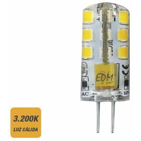 Bombilla bi-pin 12v led 2w 180 lumens 3200k luz calida serie silicona EDM 98913