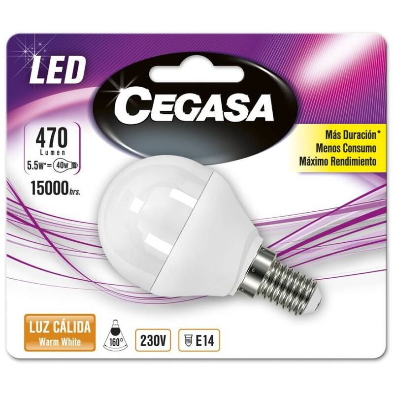 

Bombilla led esferica e14 470lm - Cegasa