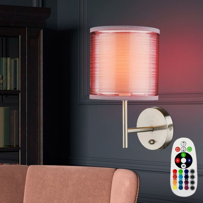 

Lámpara de pared comedor lámpara de tela gris interruptor DIMMER en un juego que incluye bombillas LED RGB