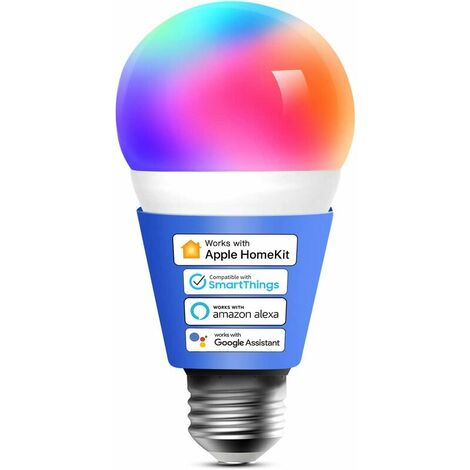Bombilla conectada, LED inteligente compatible con Apple HomeKit, Siri, Alexa, Google Home y SmartThings, E27 2700K-6500K RGBCW Bombilla Wi-Fi regulable multicolor (1)