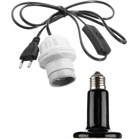 Bombilla de calor para reptiles, 100W, E27, enchufe, controlador de termostato, conjunto combinado, lámpara de calor infrarroja de cerámica para acuario, reptil, lagarto, tortuga