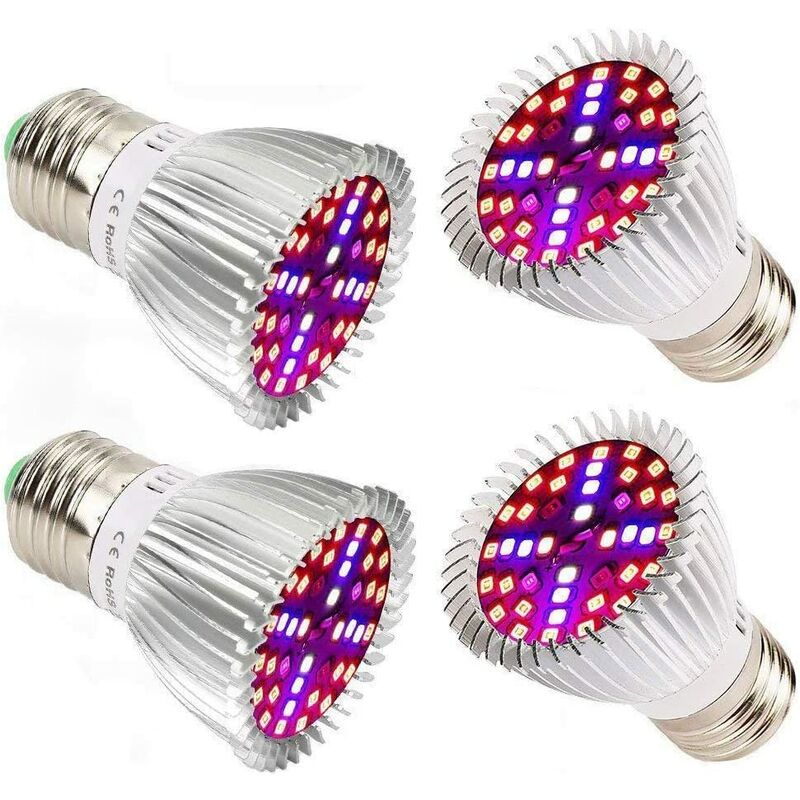 

Bombilla de cultivo LED de 8W Bombilla de espectro completo para plantas de interior de plantas de flores vegetales (paquete de 4)