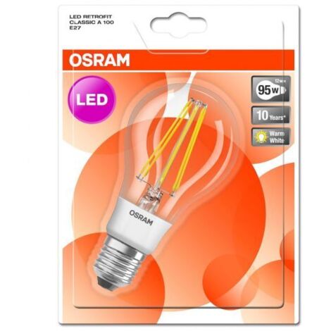 Bombilla de filamento LED Osram, forma clásica, casquillo E27, 100 W, blanco cálido 2700 K, paquete de 1 pieza