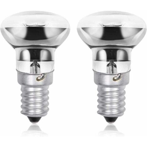 Bombilla de lava R39 E14 de 40 W, rosca Edison pequeña, reflector SES, blanco cálido 2800 K, regulable, ahorro de energía (paquete de 2)