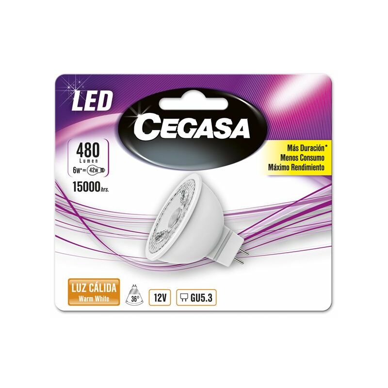 

Bombilla de led Gu5,3 6w cálida - Cegasa