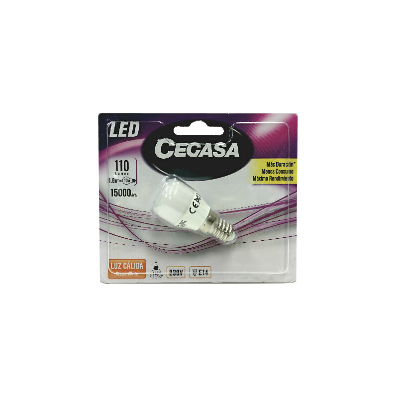 

Bombilla de led para nevera E14 1,6w cálida - Cegasa