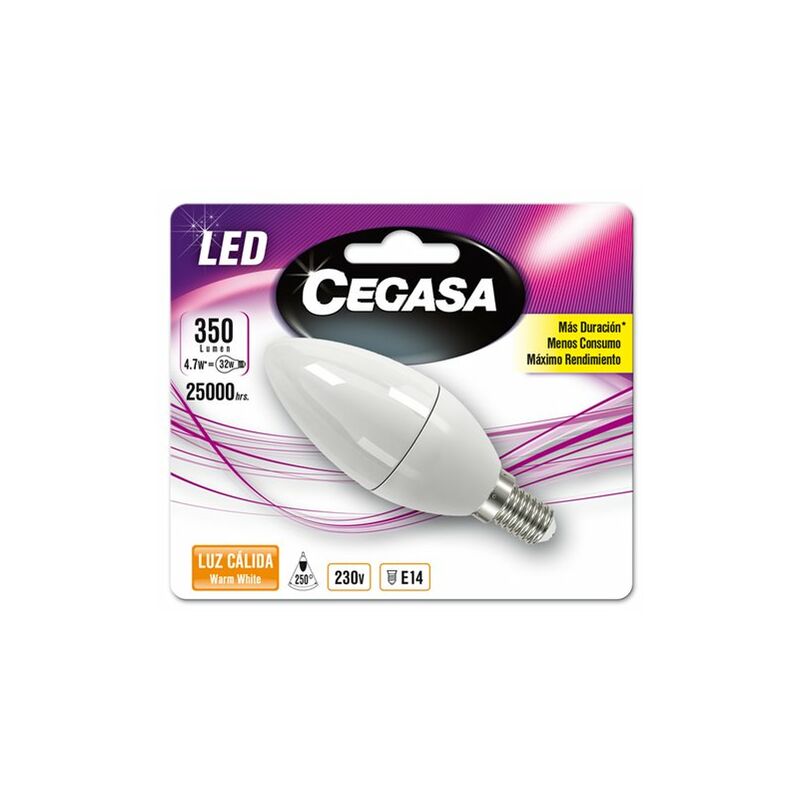 

Bombilla de led Cegasa Vela E14 4,5w cálida